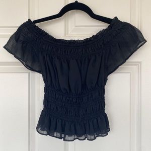 Abercrombie ruched smocked off shoulder top